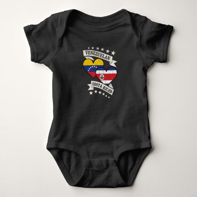 Venezuela Costa Rica Heart Flags Venezuela Costa Baby Strampler (Vorderseite)
