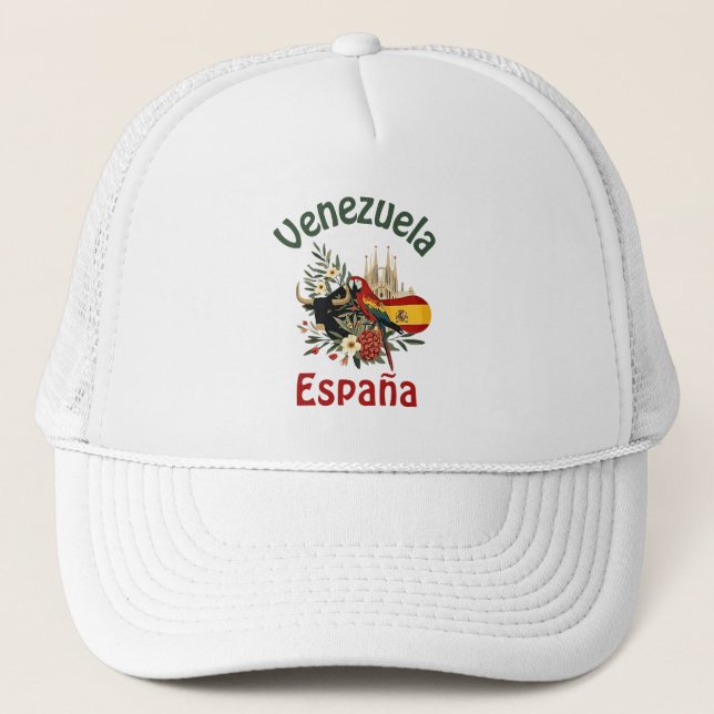 Venezuela + España – fusión de raíces y orgullo  Truckerkappe (Vorderseite)