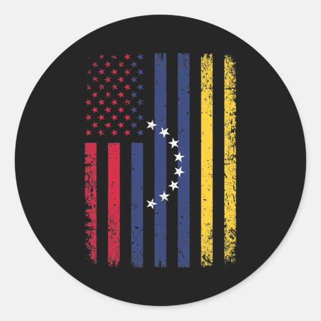 Venezuela Flag 4th of July USA Venezuelan Flag  Runder Aufkleber (Vorderseite)
