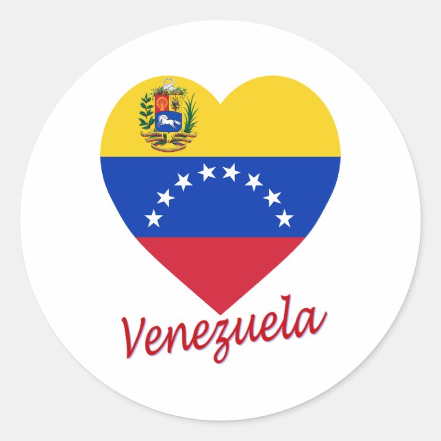 Venezuela Flag Herz Runder Aufkleber (Vorderseite)