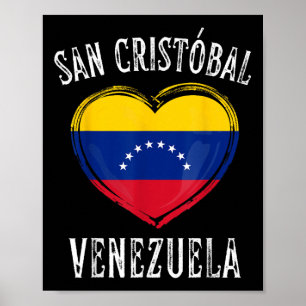 Venezuela Flag Herz San Cristobal Stadt Poster