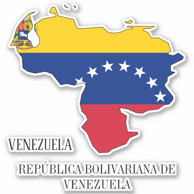 Venezuela Flag Map Aufkleber (Vorderseite)