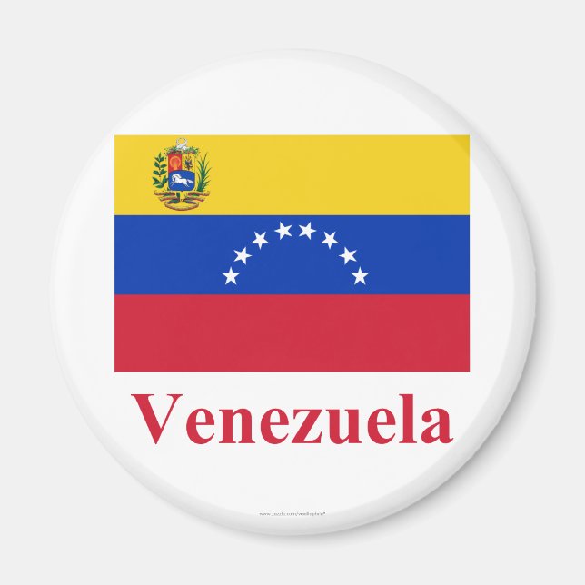 Venezuela Flagge mit Namen Magnet (Vorne)
