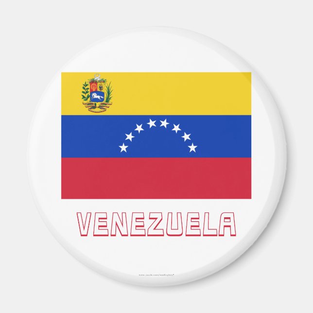 Venezuela Flagge mit Namen Magnet (Vorne)