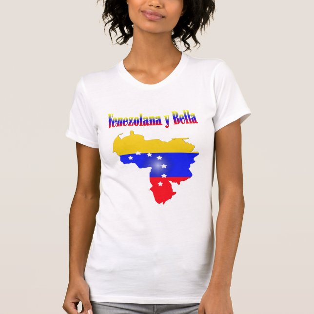 Venezuela Flagge mit Text Venezolana Y Bella T-Shirt (Vorderseite)