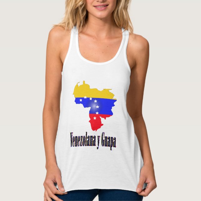 Venezuela Flagge mit Text Venezolana Y Guapa Tank Top (Vorderseite)