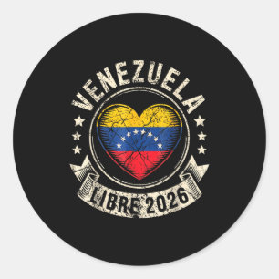 Venezuela Frei 2026 Venezuela Herz Flagge Runder Aufkleber