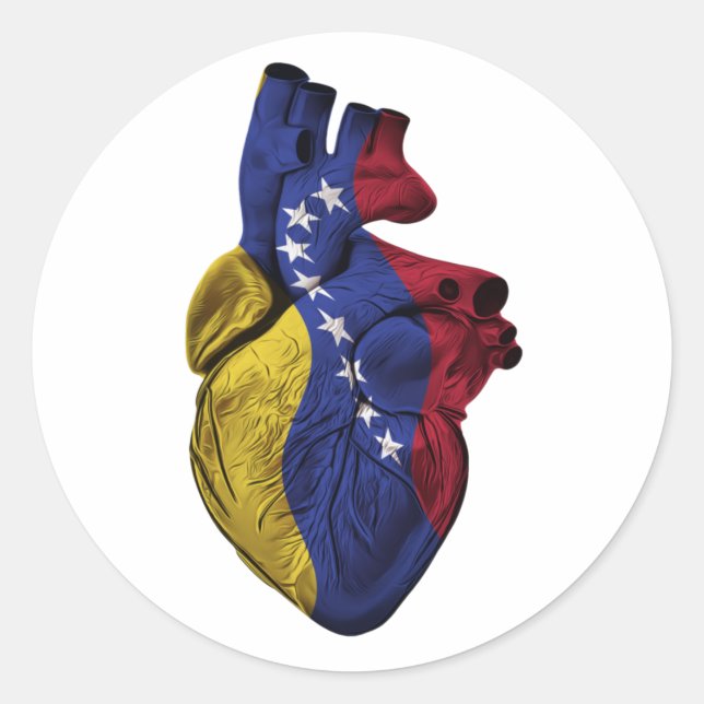 Venezuela Herzenflagge Runder Aufkleber (Vorderseite)