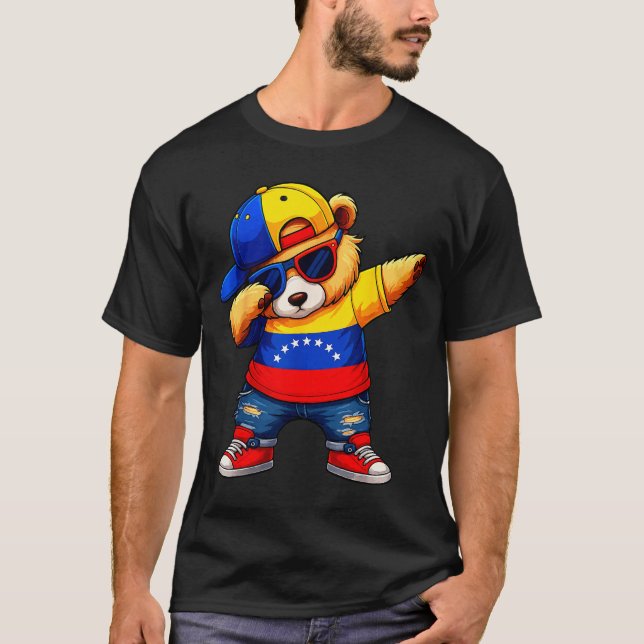 Venezuela Hispanic Heritage Venezuelan Bear Dabbin T-Shirt (Vorderseite)