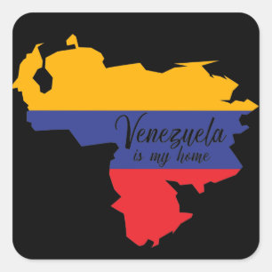 Venezuela ist meine Zuhause Flag Karte Quadratischer Aufkleber