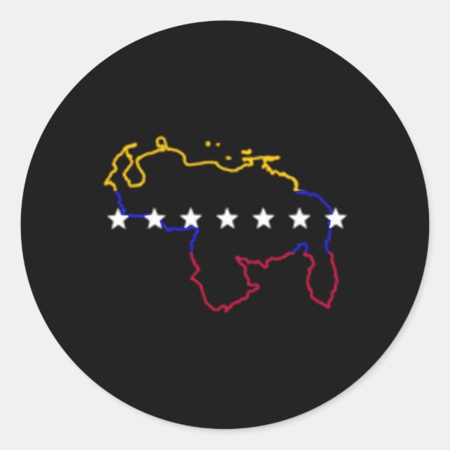 Venezuela Karte 7 Sterne Flag Runder Aufkleber (Vorderseite)