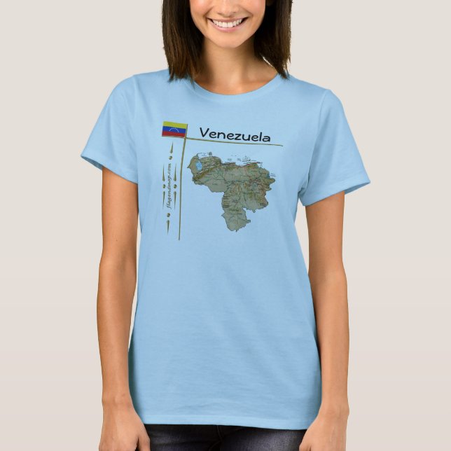 Venezuela Karte + Flagge + T - Shirt (Vorderseite)