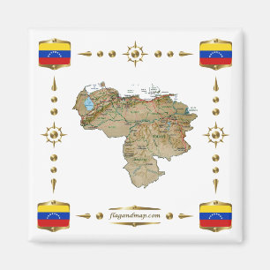 Venezuela Karte + Flaggen Magnet