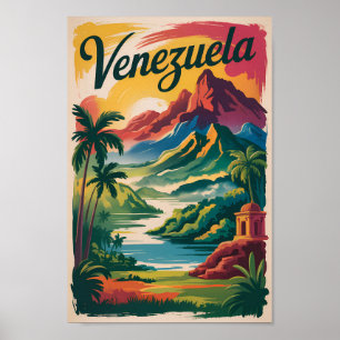 Venezuela Landschaft Illustration Reise Kunst Retr Poster