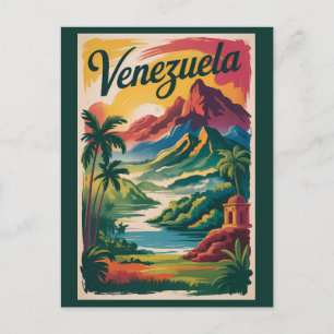 Venezuela Landschaft Illustration Reise Kunst Retr Postkarte