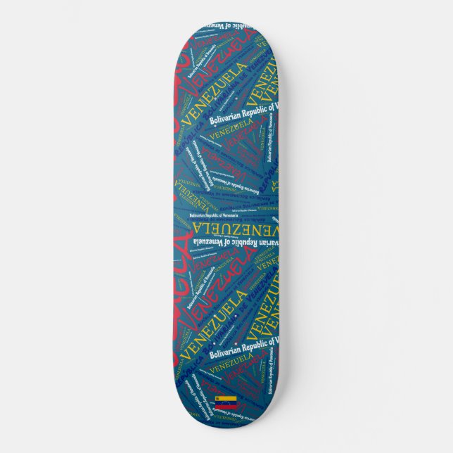 Venezuela National Pride Wordcloud Skateboard (Vorderseite)