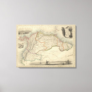 Venezuela, neues Granada, Equador und das Guayanas Leinwanddruck