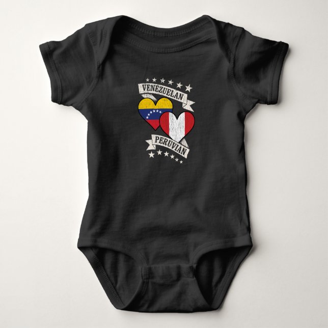 Venezuela Peruanisches Herz Flags Venezuela Peru Baby Strampler (Vorderseite)