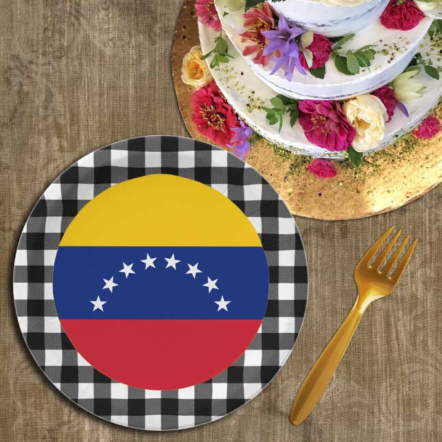 Venezuela Plate, Büffel kariert & venezolanische F Pappteller (Von Creator hochgeladen)