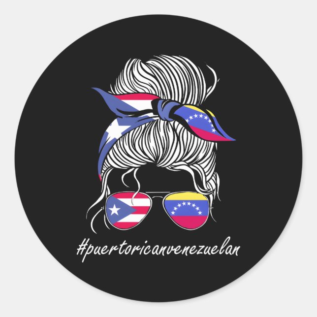 Venezuela Puerto Rico Flag Venezuela Fahne Runder Aufkleber (Vorderseite)