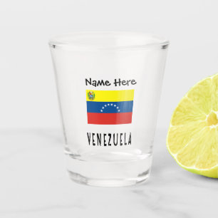 Venezuela und venezolanische Flagge mit Ihrem Name Schnapsglas