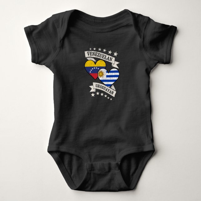 Venezuela Uruguayan Herz Flags Venezuela Uruguay Baby Strampler (Vorderseite)