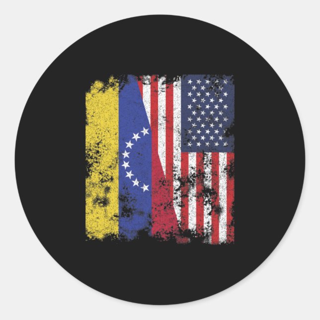 Venezuela USA Flag Runder Aufkleber (Vorderseite)