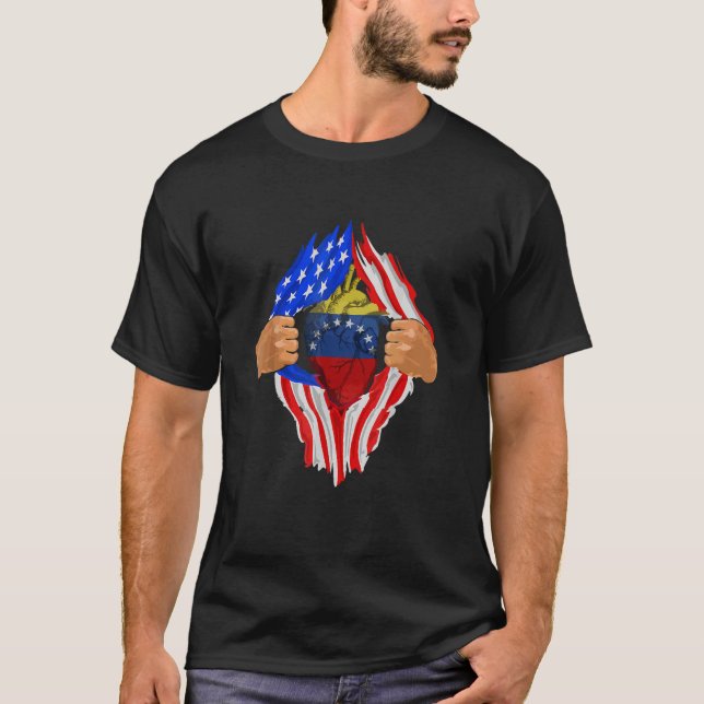 Venezuelan Blut in mir Venezuela Amerika Herz T-Shirt (Vorderseite)