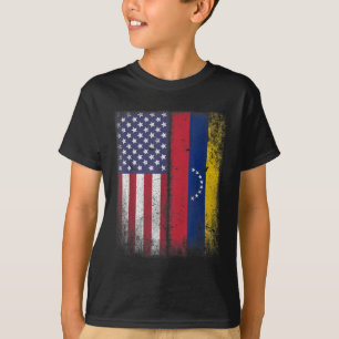 Venezuelas Roots American Grown Venezuela USA Flag T-Shirt