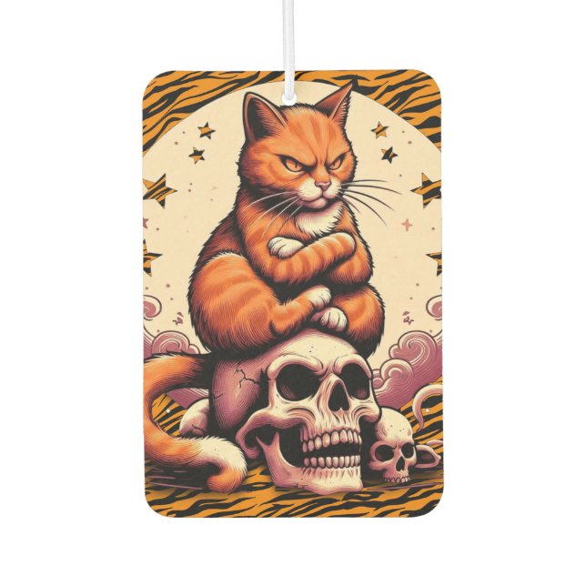 Vengeful Orange Cat, Skulls and Moon Autolufterfrischer (Vorderseite)