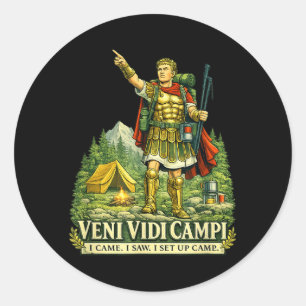 Veni Vidi Cam Lustige Camng Römischer Soldat Latei Runder Aufkleber