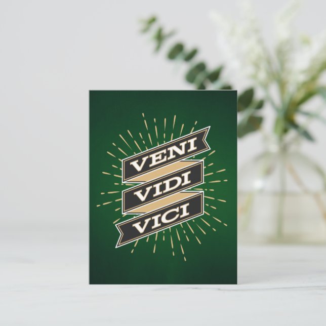 Veni Vidi Vici Green Postcard Postkarte (Stehend Vorderseite)