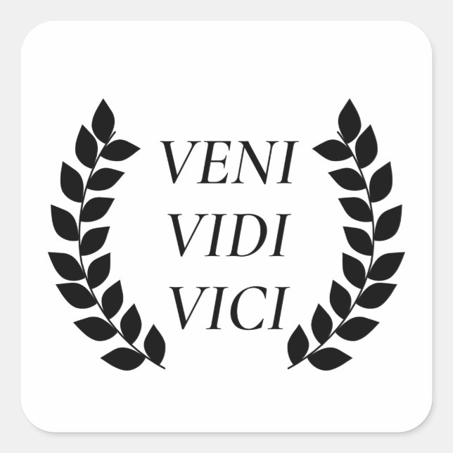 Veni Vidi Vici I kam ich sah ich erobert Quadratischer Aufkleber (Vorderseite)