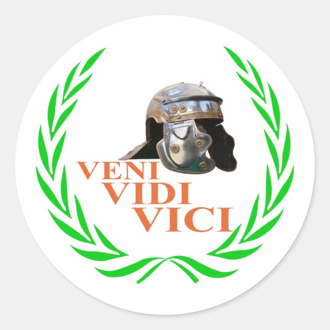 Veni Vidi Vici Runder Aufkleber (Vorderseite)