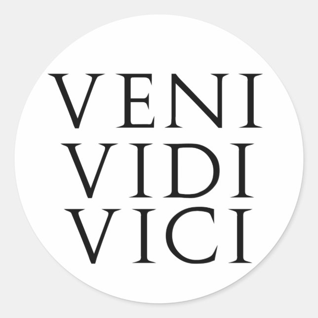 Veni Vidi Vici Runder Aufkleber (Vorderseite)