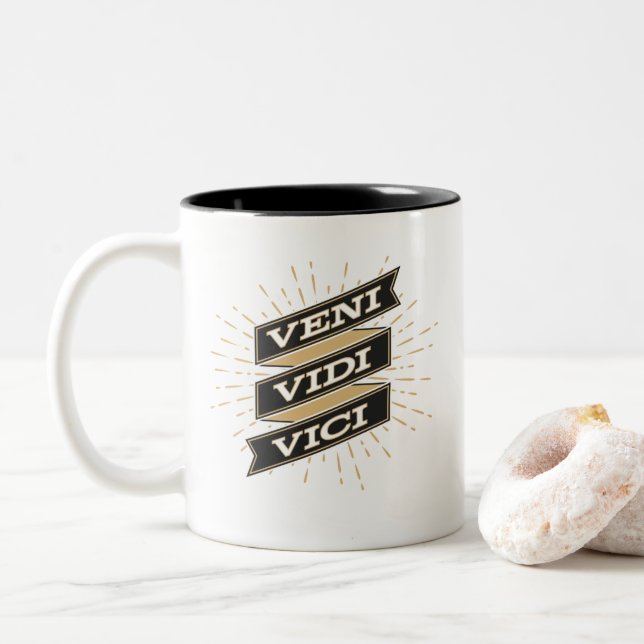 Veni Vidi Vici Zweifarbige Tasse (Mit Donut)