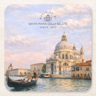 Venice Basilika Salute Aquarell Ikonische Kuppeln Rechteckiger Pappuntersetzer