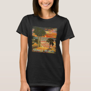Venice Beach CA Sonnenuntergang Palme Strand Retro T-Shirt