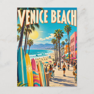 Venice Beach California Farbige Surfboards Poster Postkarte