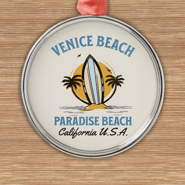 Venice Beach California Paradise Beach Ornament Aus Metall (Von Creator hochgeladen)