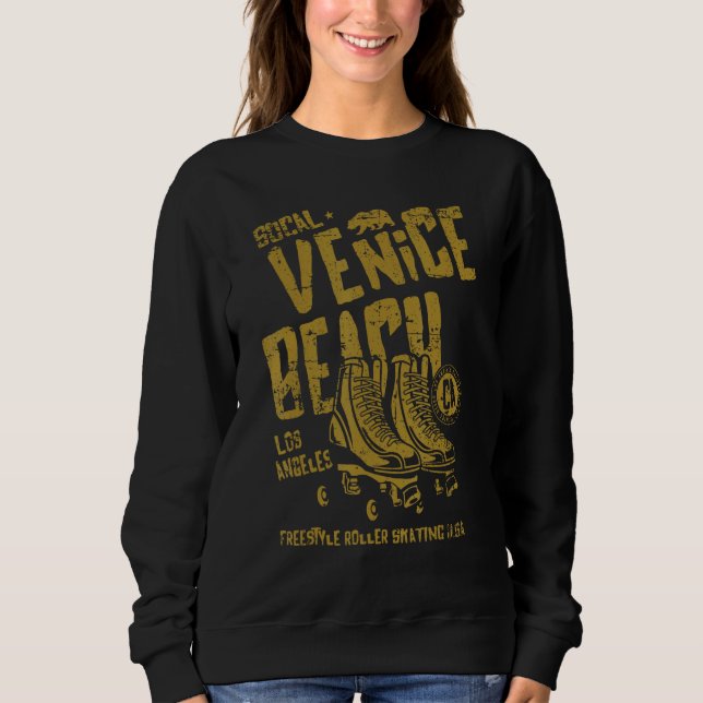Venice Beach California Retro Roller Skate Distres Sweatshirt (Vorderseite)