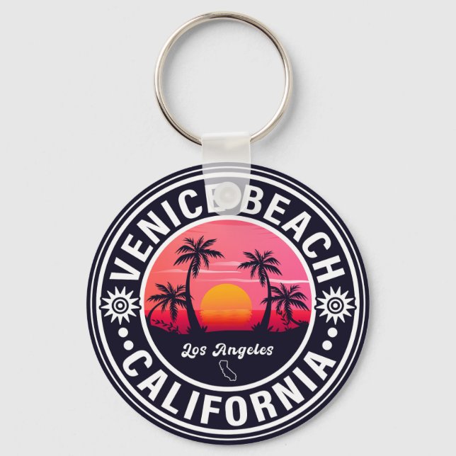 Venice Beach California Retro Sunset Souvenirs 60e Schlüsselanhänger (Vorderseite)
