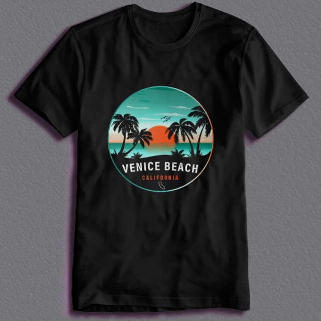 Venice Beach California Retro Sunset Souvenirs 60e T-Shirt (Von Creator hochgeladen)