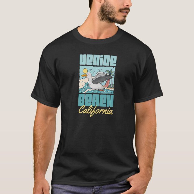 Venice Beach California Seagull Surf T-Shirt (Vorderseite)