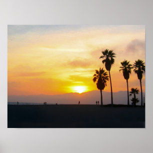 Venice Beach California Sunset Poster