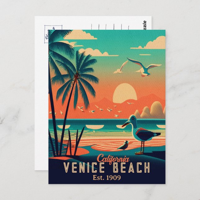 Venice Beach California Sunset Souvenirs der 50er  Postkarte (Vorne/Hinten)