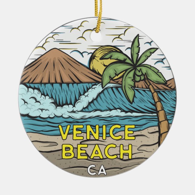 Venice Beach California Vintag Keramik Ornament (Vorne)