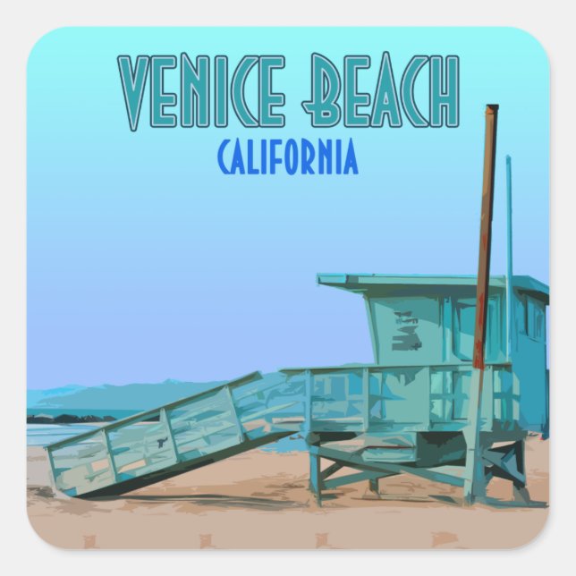 Venice Beach California Vintag Quadratischer Aufkleber (Vorderseite)