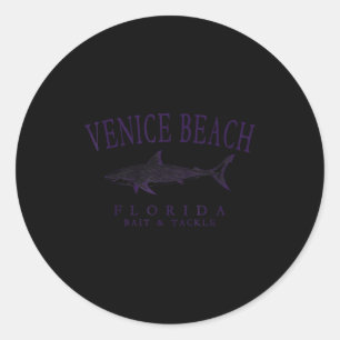 Venice Beach Florida Hai Vintage Pflaume Kunst Runder Aufkleber