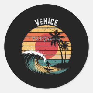 Venice Beach Kalifornien Strand Surfen  Runder Aufkleber